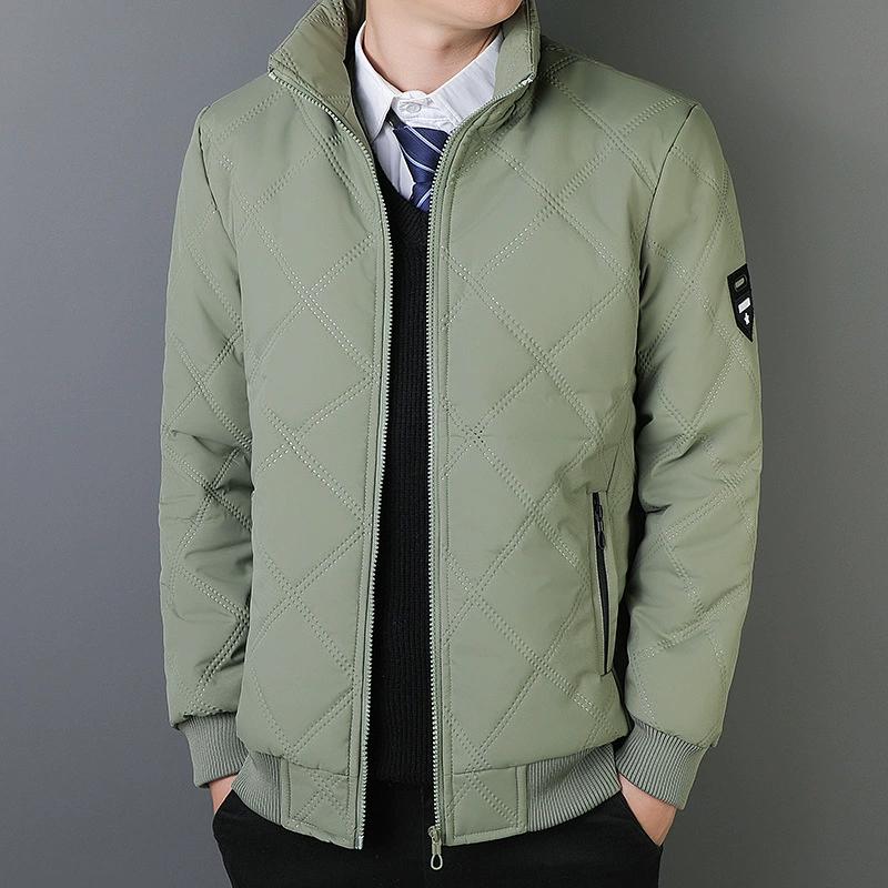 Men's Warm Parker Coat Autumn Winter Outdoor Sports Thick Anti Cold Cotton Jacket Stand Up Collar Checkered Cotton Coat