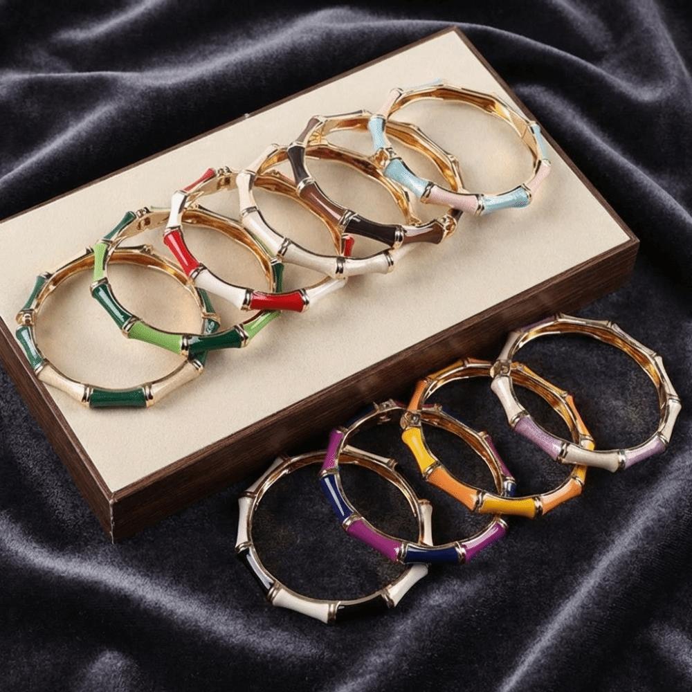 Colorful Enamel Bangle Vintage Hand Bracelet Bohemian Bamboo Bangle  Ladies