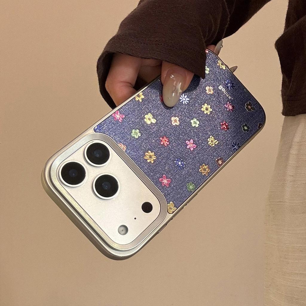 Kreativní pozlacený květinový kryt na telefon pro iPhone 16, iPhone 17 a iPhone 17 Pro Max
