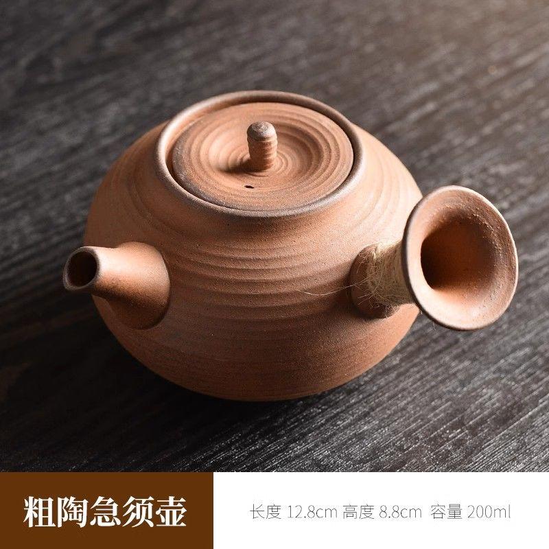 Japanese-Style Handmade Teapot - Retro Coarse Pottery Stoneware, Portable Ceramic Teaset for Kungfu Tea