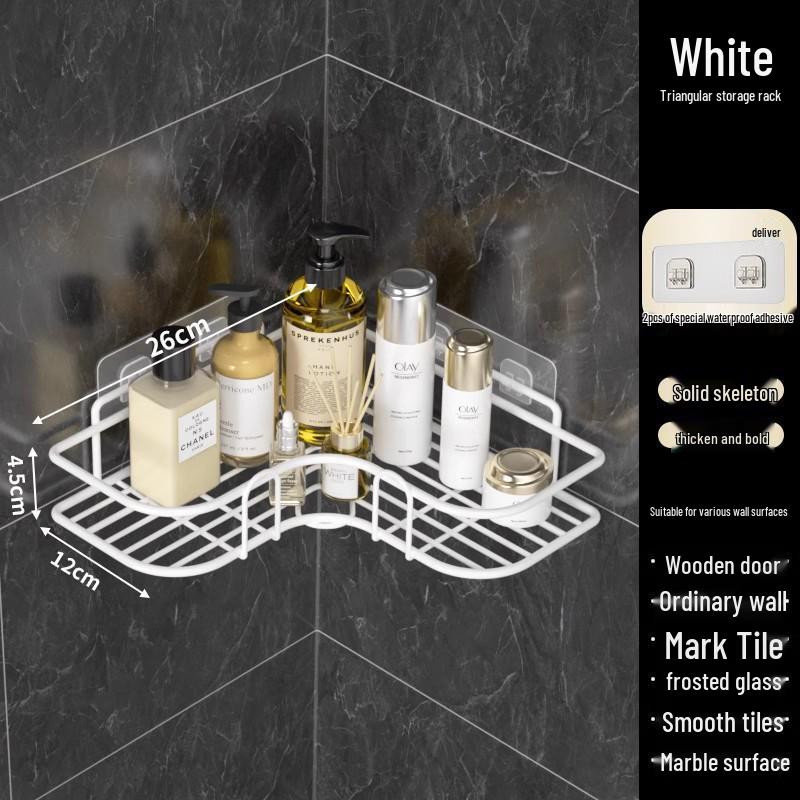 Punch-Free Wall-Mounted Bathroom and Kitchen Storage Shelf