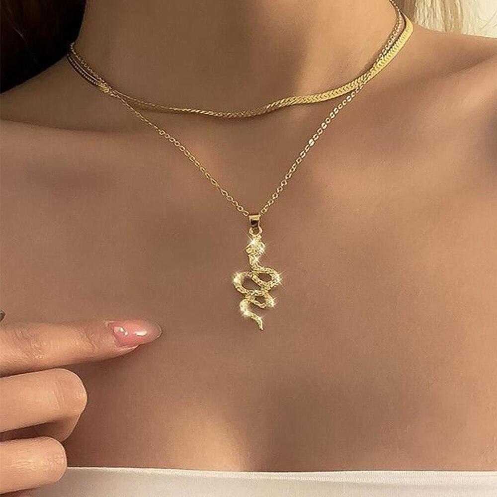 iF ME Vintage Punk Multi-layer Snake Coins Pendant Necklace For Women Popular Jewelry Necklace