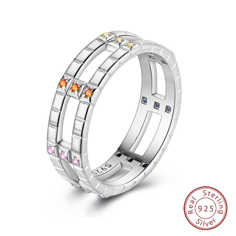 Rings For Women 925 Silver Heart Shaped Cross Crown Rings Sparkling Colorful Zircon Wedding Engagement Jewelry Gifts