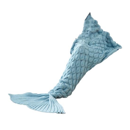 Mermaid Tail Blanket Knitted Scale Texture Elastic Thick Keep Warm Sleeping Bag
