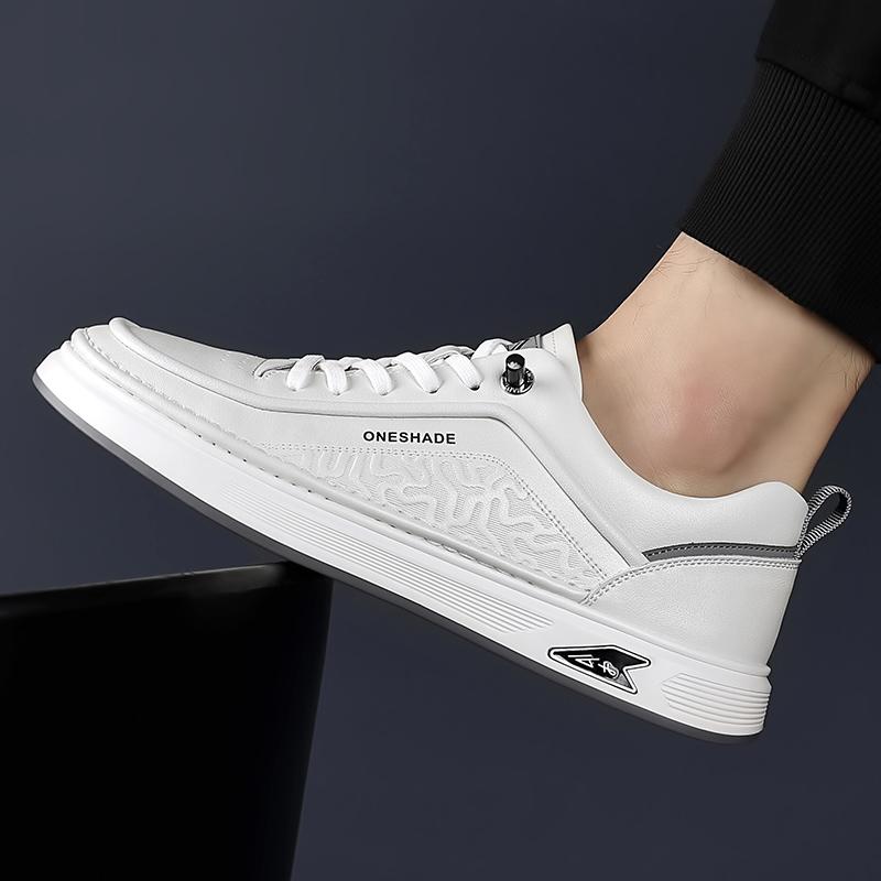 Fashion New Trend Men's Casual Shoes Versatile Leather Shoes for Men Fashion Lace-up Male Vulcanize Shoes Skateboard Footwear Sneakers