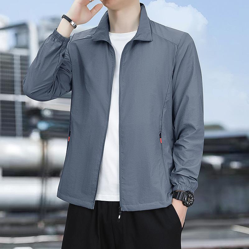 

Солнцезащитная одежда для мужчин, летняя дышащая быстросохнущая одежда с воротником-стойкой для мужчин, летнее пальто, ультратонкая солнцезащитная одежда L