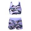 Crew Neck Patterns Printed Sleeveless Y-Shaped Back Tank Vest with Elastic Waistband Boyshorts Athletic Sets