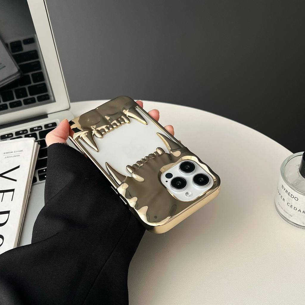 Capa de Celular 3D Dente de Cão Oco Dissipa Calor Para iPhone 16 15 14 13 12 11 Pro Max Branco À Prova de Choque Capa de Silicone Macio