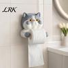 Space Bathroom Organizer Toilet Paper Holder, Cat Shape Wall Mounted No Drilling Towel Holder Rack, with Phone Multi-Purpose Damaging Mount