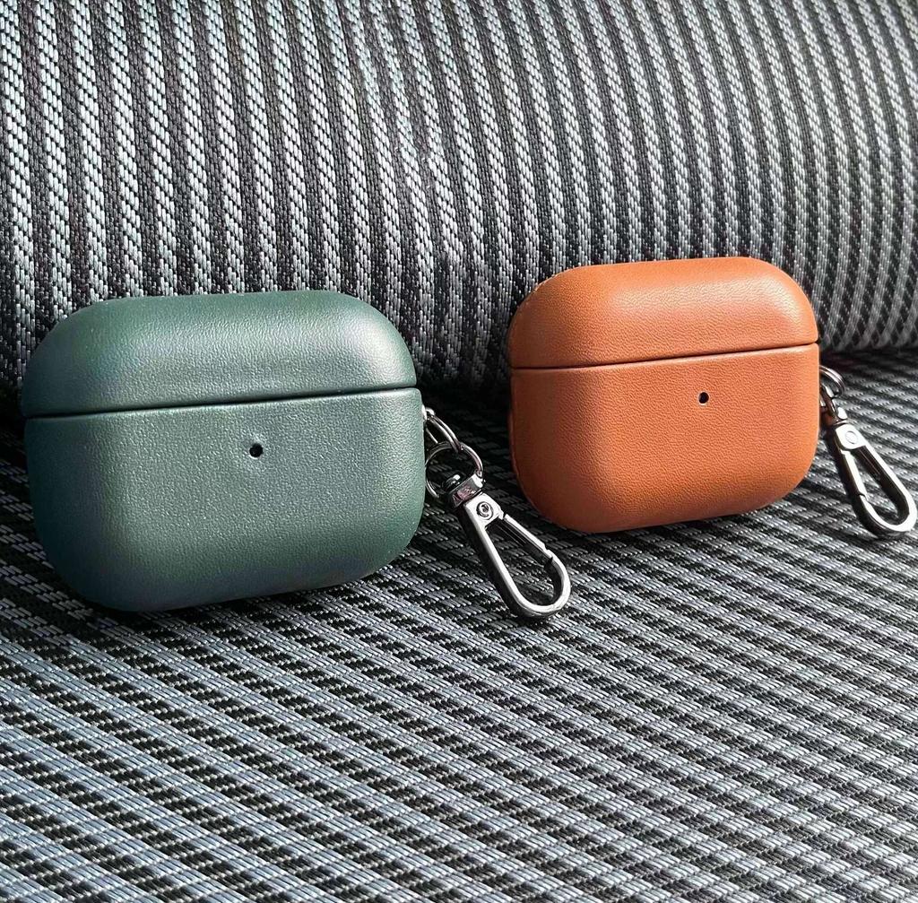 PU Leather Solid Color Wireless Earphone Case for Airpods Pro 2 & Airpods 4 3 2 1 Scratch-proof Drop-proof Inner Flocking Cover