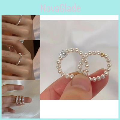 Stylish Women's Ring With Delicate Mini Pearls And Sleek Chain Perfect For Everyday Wear In 2024 Summer