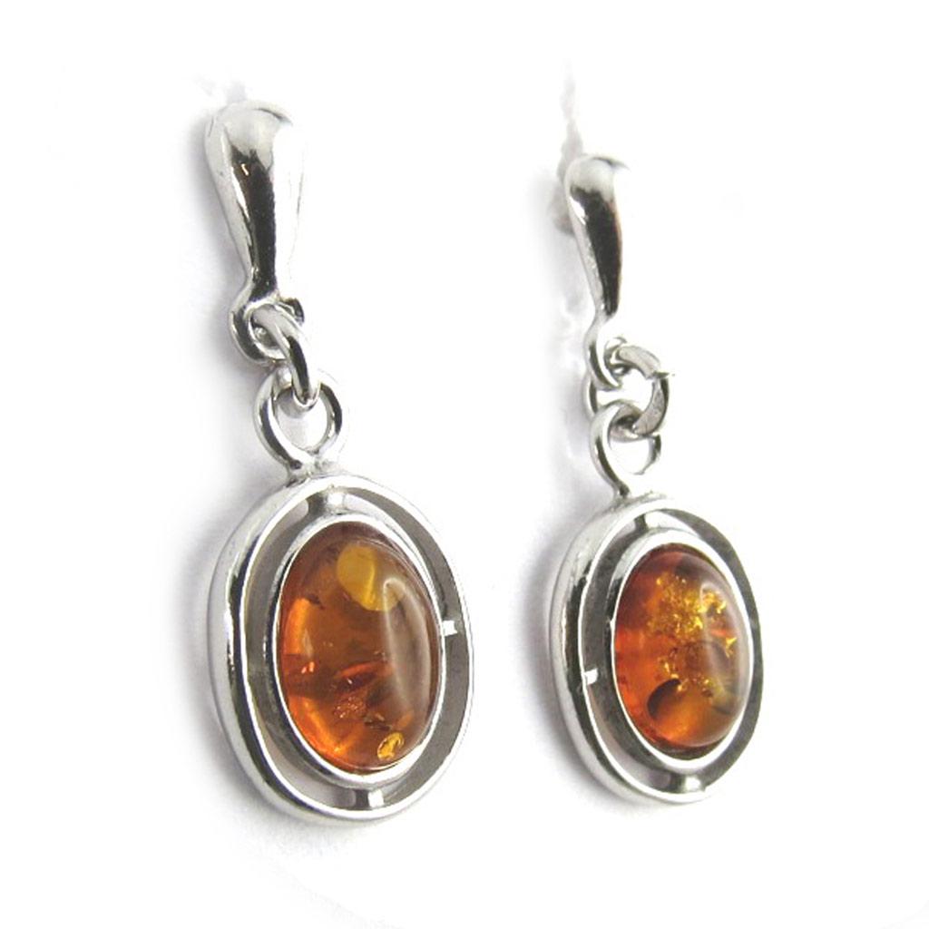 Les Trésors De Lily [N1960] - Stříbrné náušnice Amber 'Inspiration' (rhodiované) - 25x10 mm