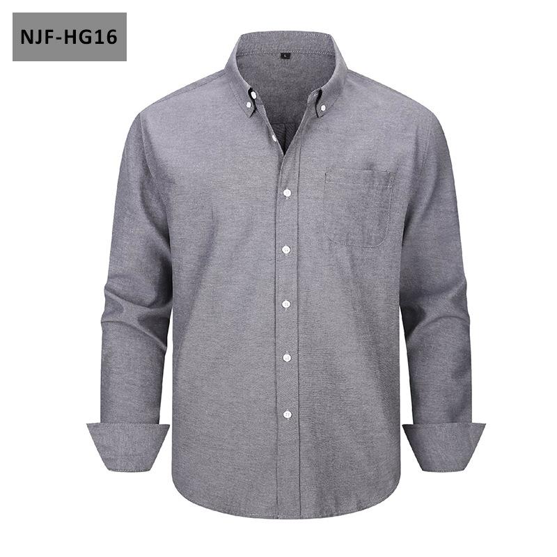 Men Long Sleeve Solid Color Casual Oxford Shirt Plus Size