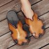 Men's Slippers Summer Handmade Baotou Half Slippers Men's Genuine Leather Roman Sandals Without Heel Slip-On Lazy Flat Mules