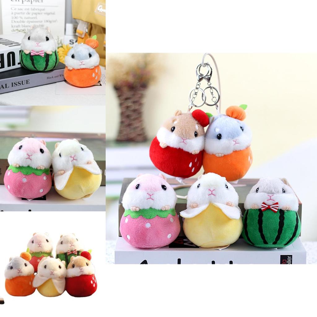 Adorable Mini Plush Hamster Keychain Soft Stuffed Animal Bag Charm Toy Cute