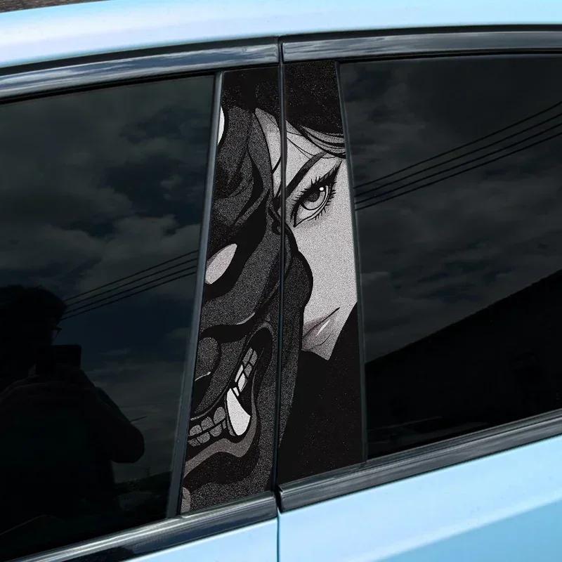 1PC JDM Style Prajna Car Stickers Cool Auto Tattoo B Pillar Waterproof Center Column Decor Cover Scratch DIY Doors Pillar Decals