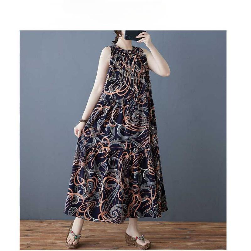 Ladies' Retro Chiffon Loose Mid Length Dress