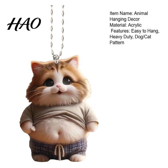 Easy to Hang Car Ornament Pot-bellied Dog Cat Hanging Home Indoor Christmas Tree Rearview Cartoon Accessory Mirror 2D Flat Acrylic Big Belly
