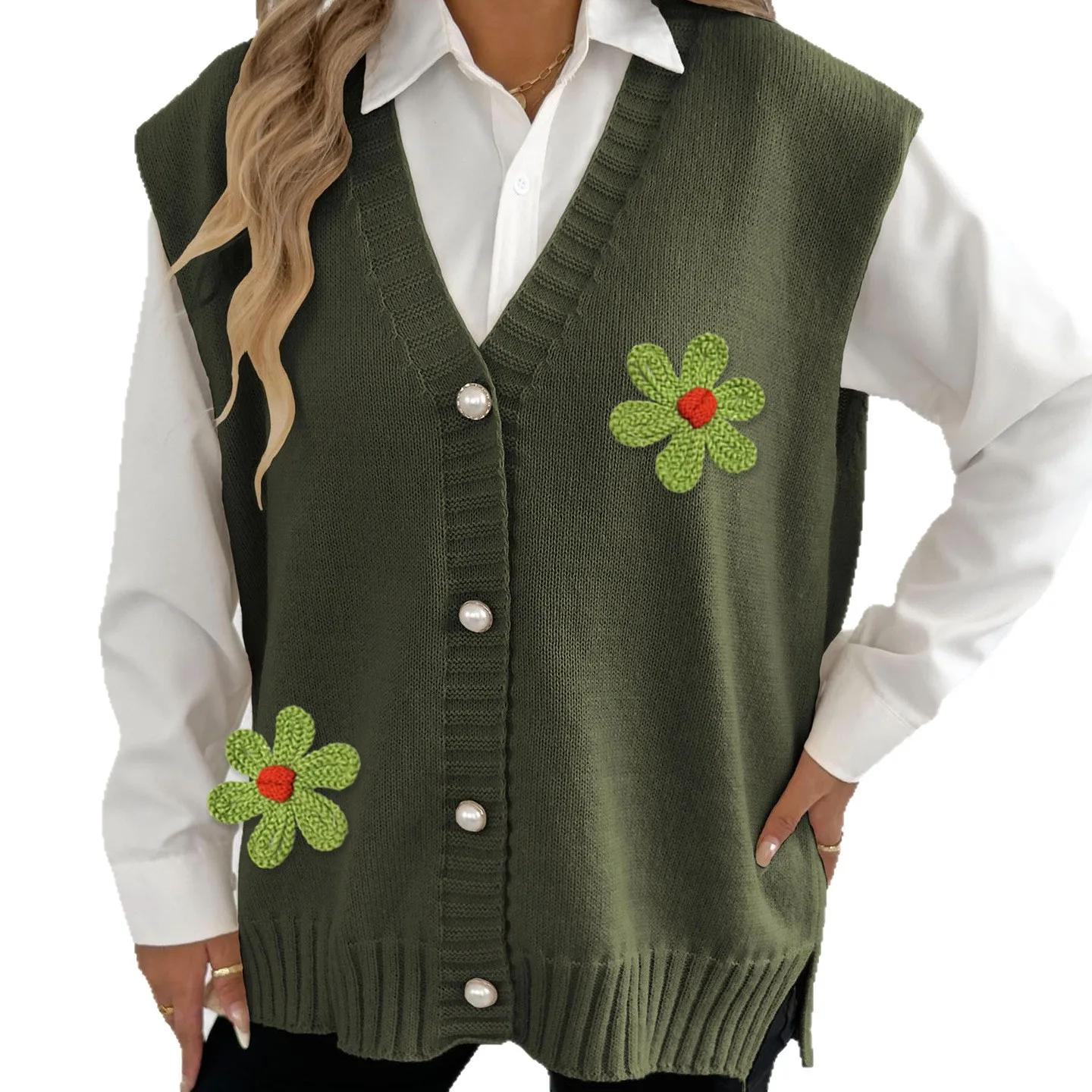 

Кнопковий Вільний Повсякденний Кардиган Жилет Жіночий Осінньо-Зимовий Перламутровий OneSize армія зелений колір