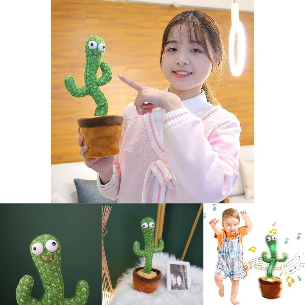 Charming Electronic Shake Body Dancing Cactus Plush Toy With Learning Speaking Feature