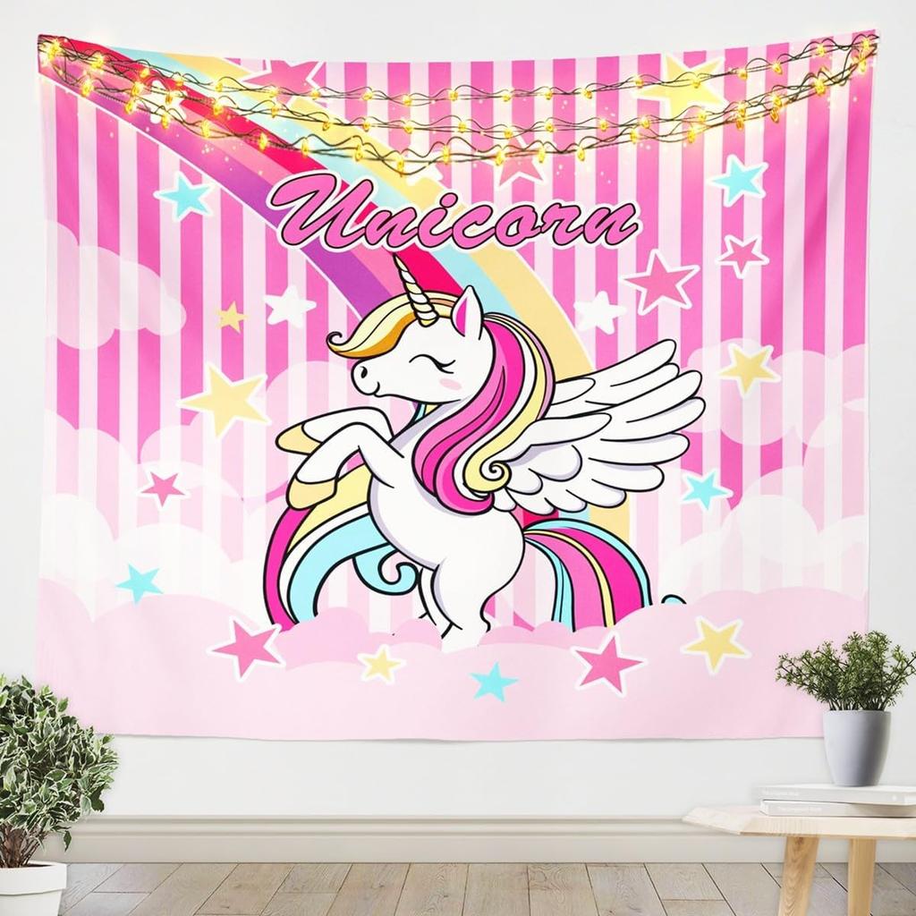Castle Fairy Rainbow Tapestry Colorful Gradient Tapestries Art Home Decoration Bedroom Decor Living Room Door Starry SkyTapestry