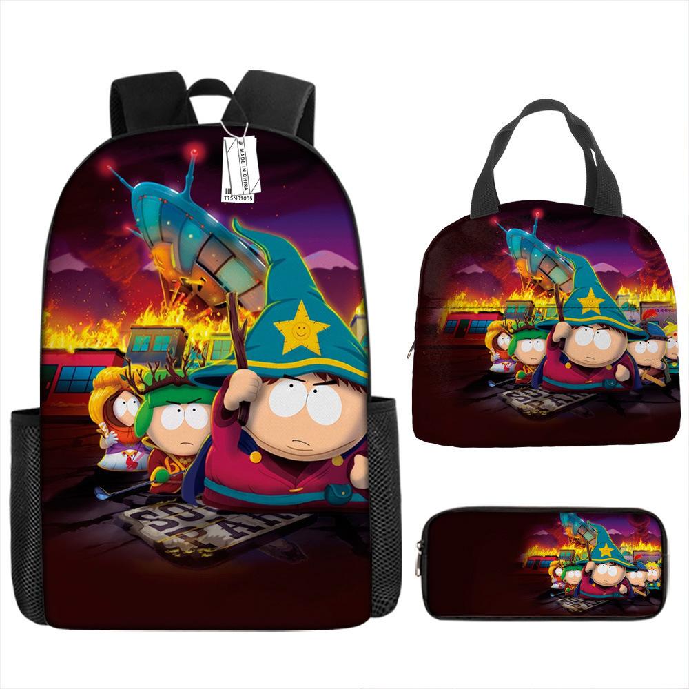 South Park Backpack Learning Stick Of Truth Sout Park Student School Bag Cartoon Lunch Bag Pencil Case