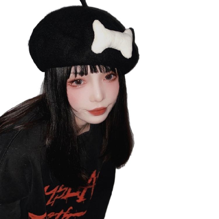 Lolita Y2K-style Painter Hat Beret Subculture Hat Winter Warm for Dog Walking