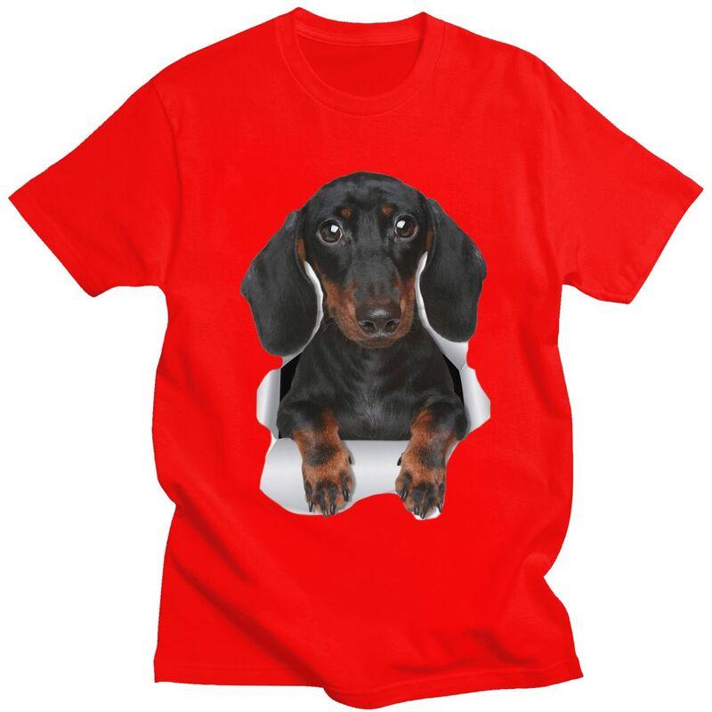 Мужские футболки с таксой на заказ 100% хлопок Топы-футболки Барсук Сосиска Такса Футболки с таксой Короткий рукав Футболка S