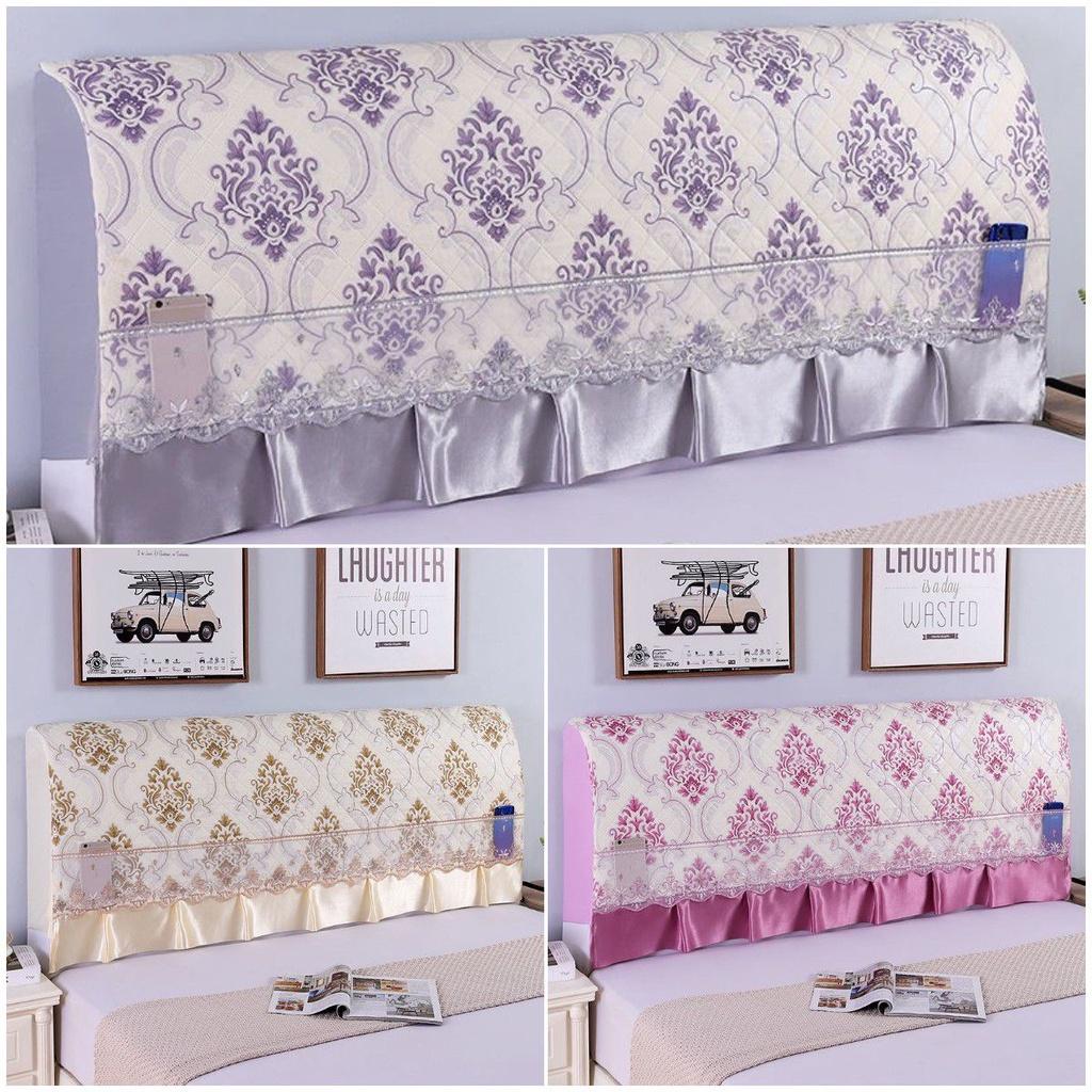 Stretchy Quilted Bed Head Cover With Lace Storage Wrinkle-resistant And All-inclusive