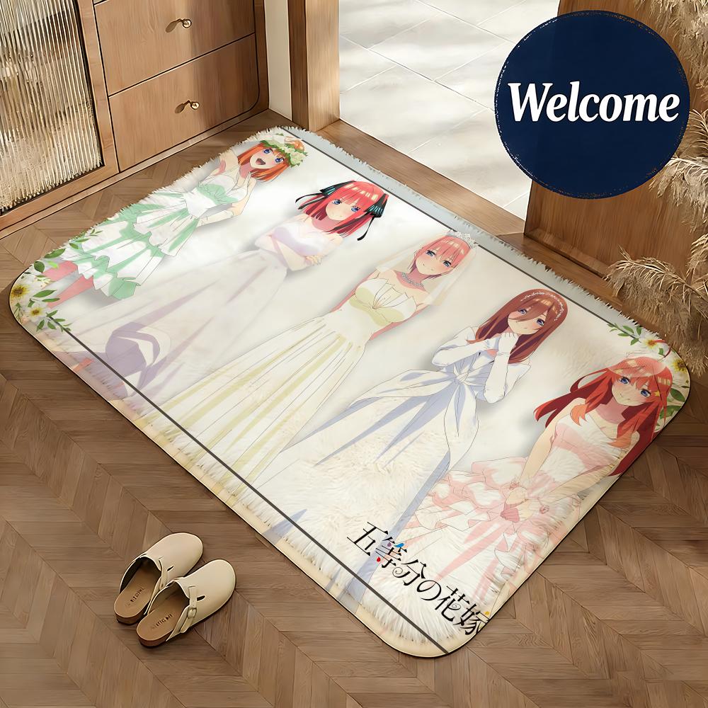 Soft Flannel Floor Mat Anime The Quintessential Quintuplets Floor Mat Non-Slip Absorbent Doormat Bathroom Bedroom Home Decor Rug