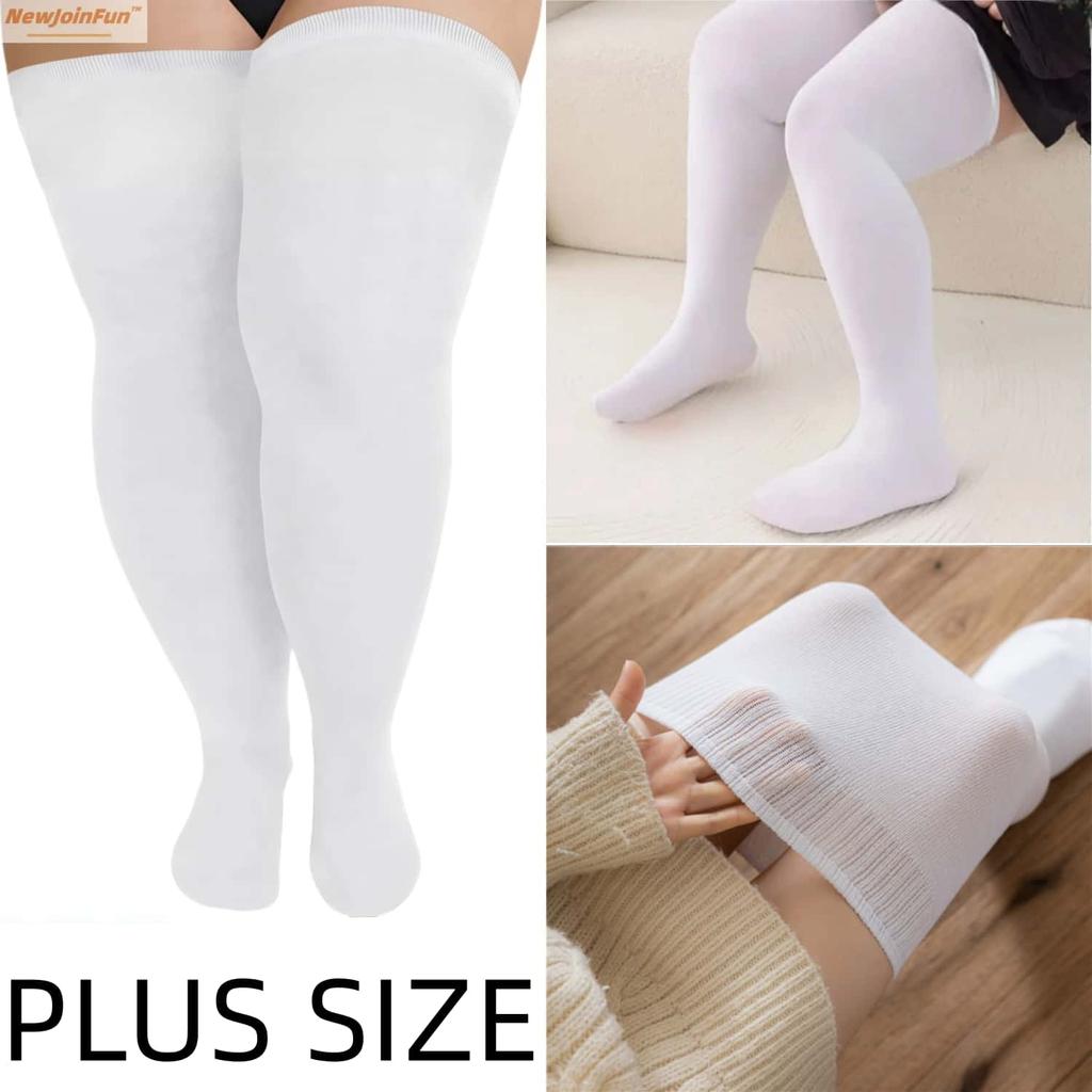 Übergröße Winter Dicke Beinstulpen Oberschenkelhohe Strümpfe Schwarz Weiß Gestreift Über Knie Große Lange Stiefelsocken für Übergroße Damen