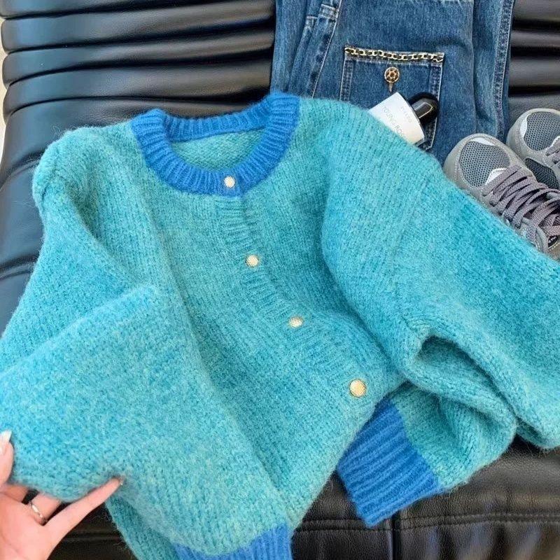 Short Sweater Jacket Women's Spring and Autumn New Casual Versatile Lazy Style Loose Knitted Cardigan Top Trendy