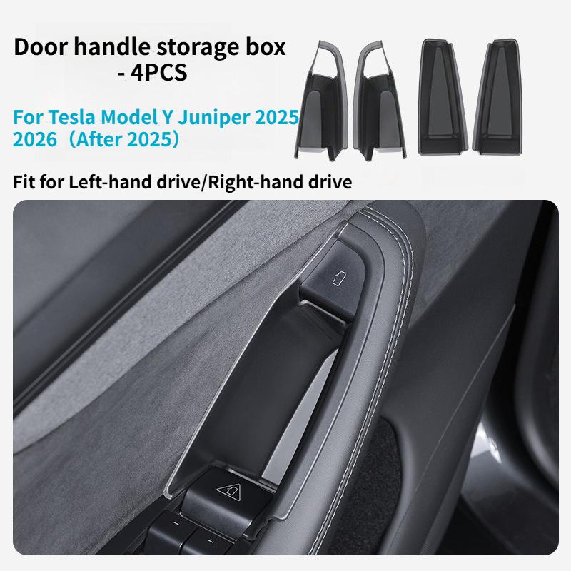 For Tesla Model Y/YL Juniper 2025+ Door Handle Storage Box Front and Rear Door Storage Box Tray Organizer Slot Case Accessories