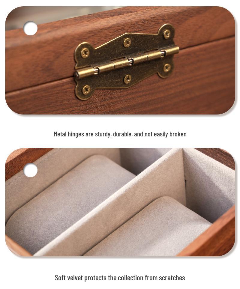 Large Capacity Multi-Grid Wooden Storage Box for Sunglasses, Glasses, and Watches