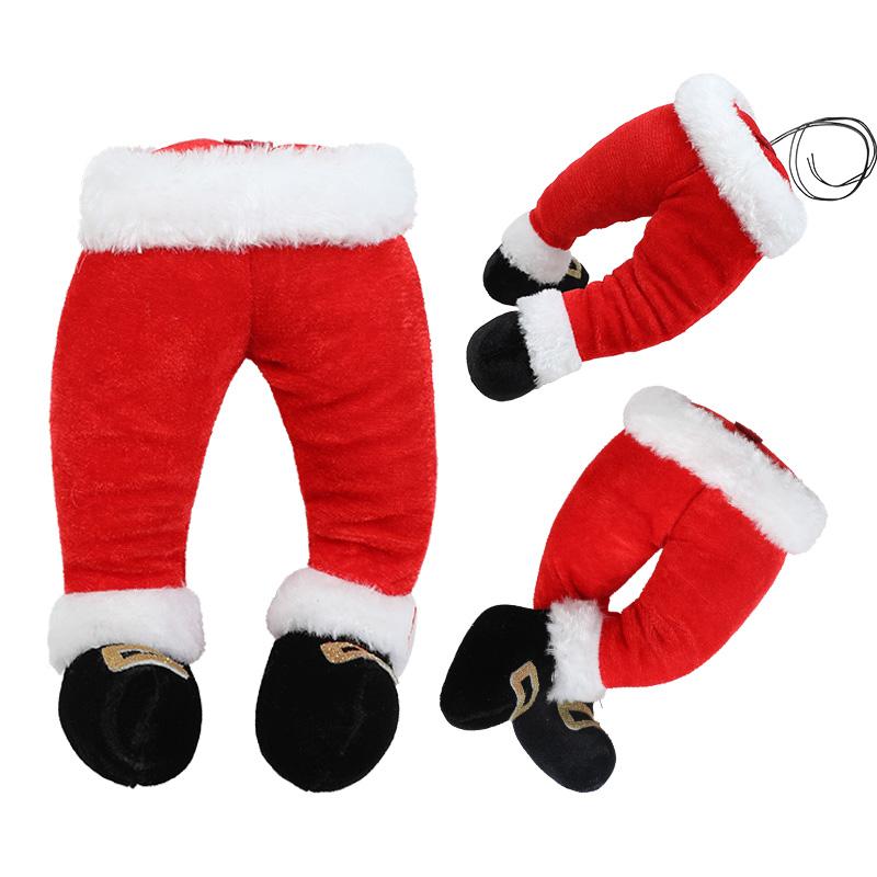 Santa Claus Elf Leg Doll Xmas Tree Picks Merry Christmas Decoration for Home Fireplace Hanging Ornament New Year Party Kids Gift