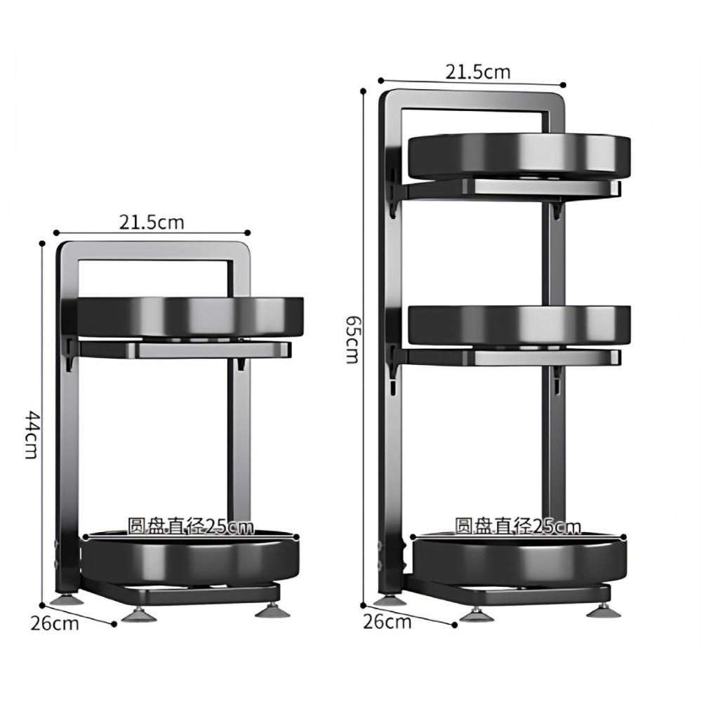 360-Degree Rotating Carbon Steel Kitchen Spice Rack