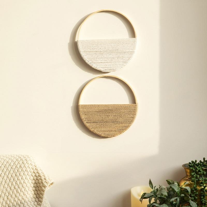 2pcs Bohemian Style Wall-mounted Decorative Frame Hand-woven Hanging Piece Suitable for Decoration In Living Rooms and Bedrooms