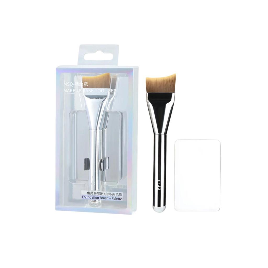 MSQ 1 Fish Tail Foundation Brush and 1 Palette, Makeup Brush Set