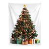 Festive Window Hanging Merry Christmas Tapestry, Wall Fabric Backdrop, Xmas Tree Winter Holiday Party Scene Decoration Art for Living Room,