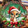 Christmas Decoration Sign,indoor Hanging decorations,2D Flat Wooden Products with Elk In Christmas Hat pattern,Christmas Gifts for Friends and Family