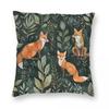 Wild Foxes And Foliage Square Pillowcase Polyester Linen Velvet Pattern Zip Decor Throw Pillow Case Room Cushion Cover