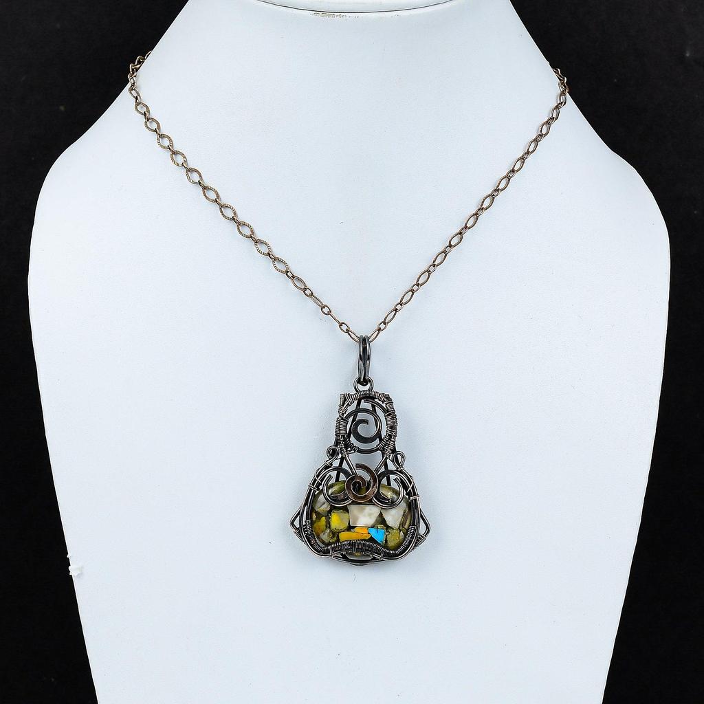 Copper Bumble Bee Jasper Pendant Copper Wire Wrapped Pendant Ethnic Jewelry Handmade Pendant Copper Jewelry Gemstone Pendant Engagement Gift