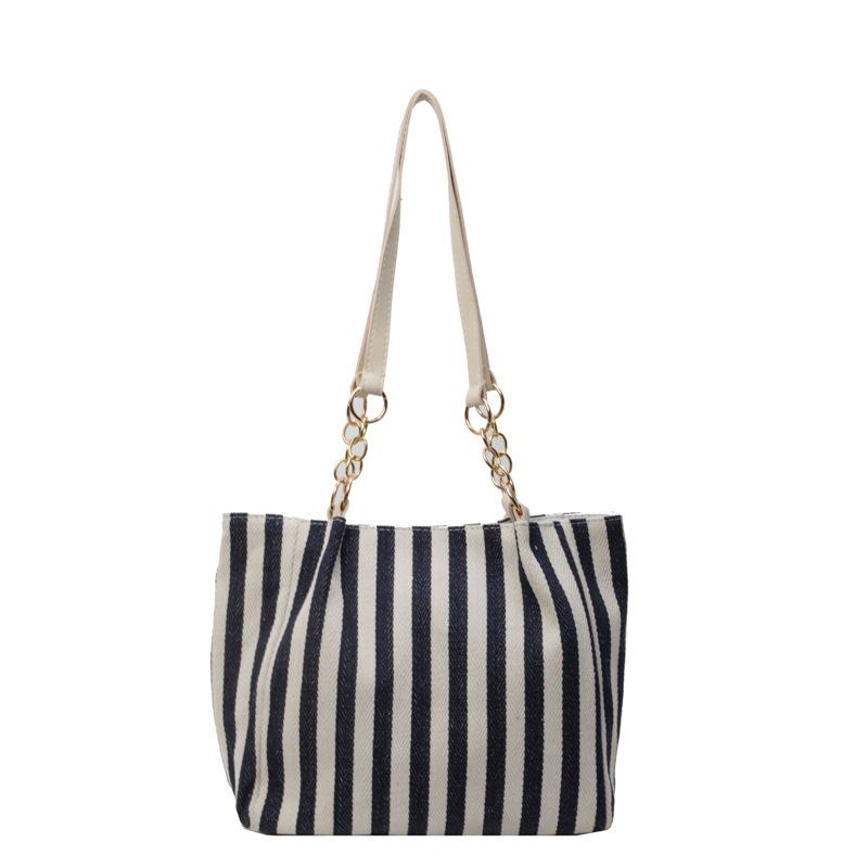 Striped large-capacity fashion handbag 2025 spring new versatile ins shoulder underarm bag tote bag