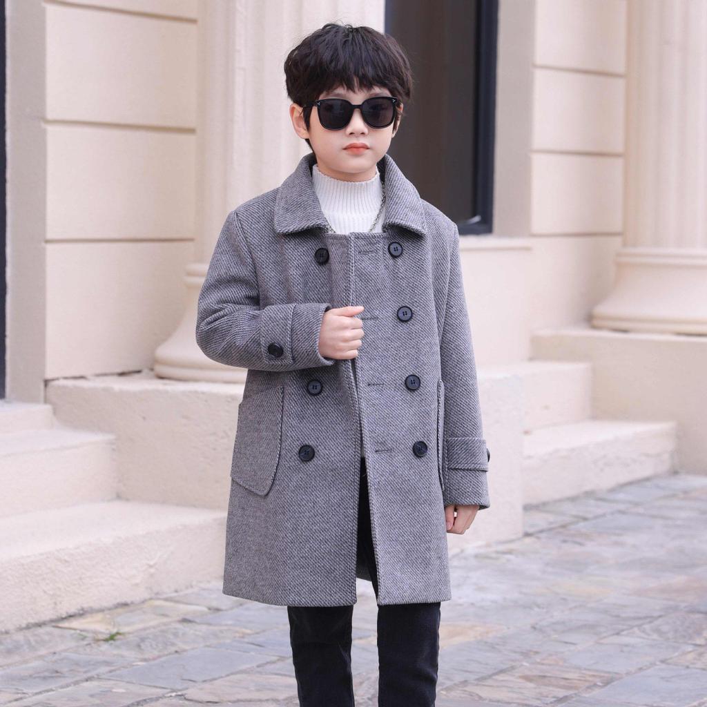 Вовняний бавовняний утеплений підлітковий пальто - Колекція Весна/Осінь 2025 для дітей середнього/великого віку