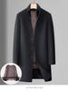 Men's Double-Sided Wool Coat with Detachable Down Liner and Stand Collar