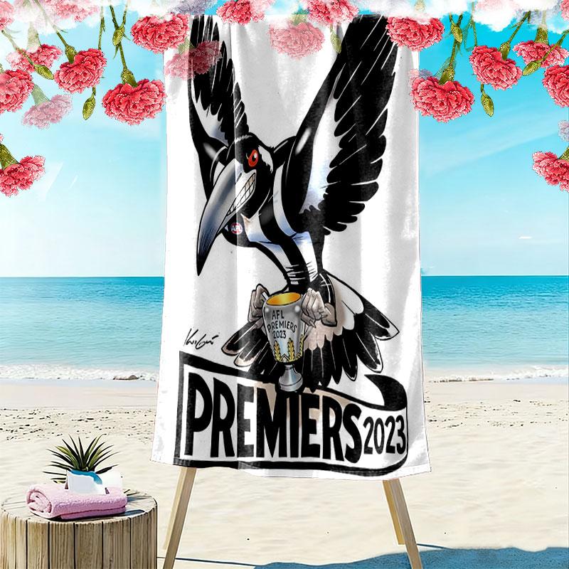 Magpies Forever Print Beach Towel, Large Soft Quick Dry Towel for Beach Camping Swimming