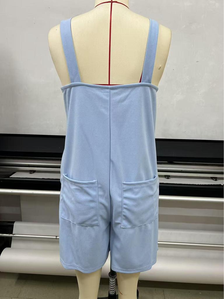 2025 European Summer Women's Loose Solid Color Strappy Overalls