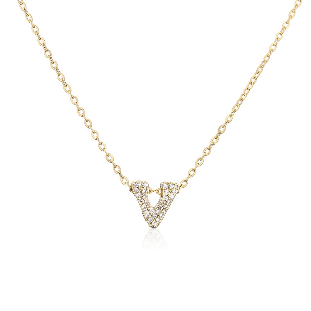 HECHENG,26-Letters Chain Pendants Necklaces,Initial Name Women's Zircon Fashion Zircon,Party Wedding Gift Wholesale
