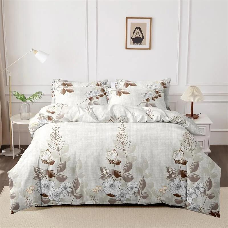 3pcs Printed Brushed Duvet Cover Pillowcase Three Piece Set High Quality Skin Friendly Fabric Bedding Cover (without Bed Sheet)
