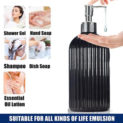 500ml Gestreifter Schwarz/Weiß Seifenspender Badezimmer Dusche Waschen Shampoo Flasche Nachfüllbar Küche Geschirr- und Handseifenbehälter
